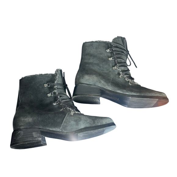 AJ Valenci Valencia black Suede Shearling Lace-Up Ankle Boots Women’s 8W wide - Picture 12 of 12